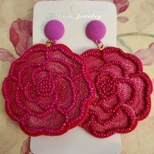 Fashion Jewelry Pink Floral Earrings